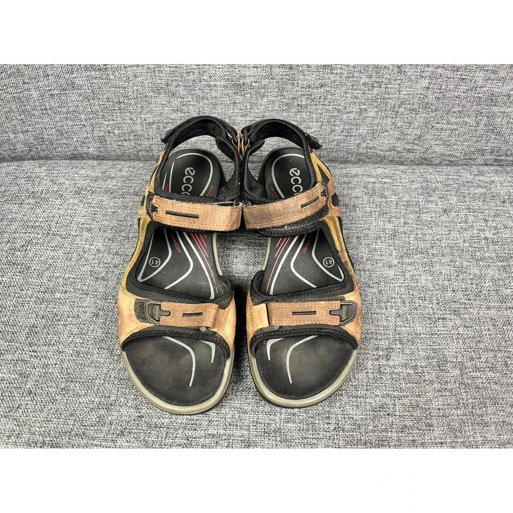 Ecco Yucatan Mens Sandals Bison Black Leather Sport Hiking 41 EU US 7 Outdoors